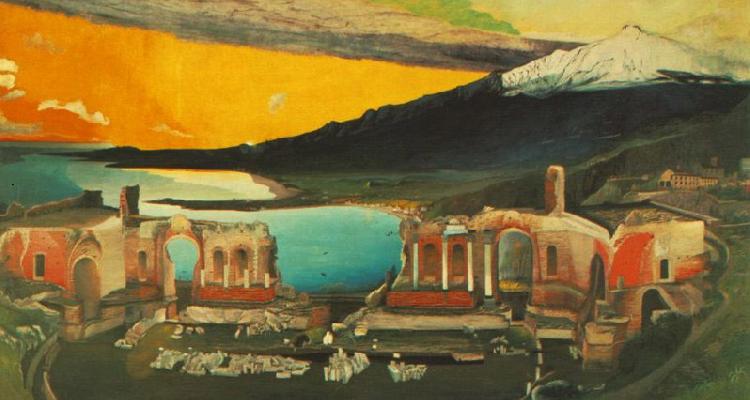 Tivadar Kosztka Csontvary Ruins of the Ancient theatre of Taormina oil painting image